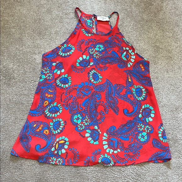Everly Red Paisley Racerback Tank Top Size XS - Picture 1 of 9